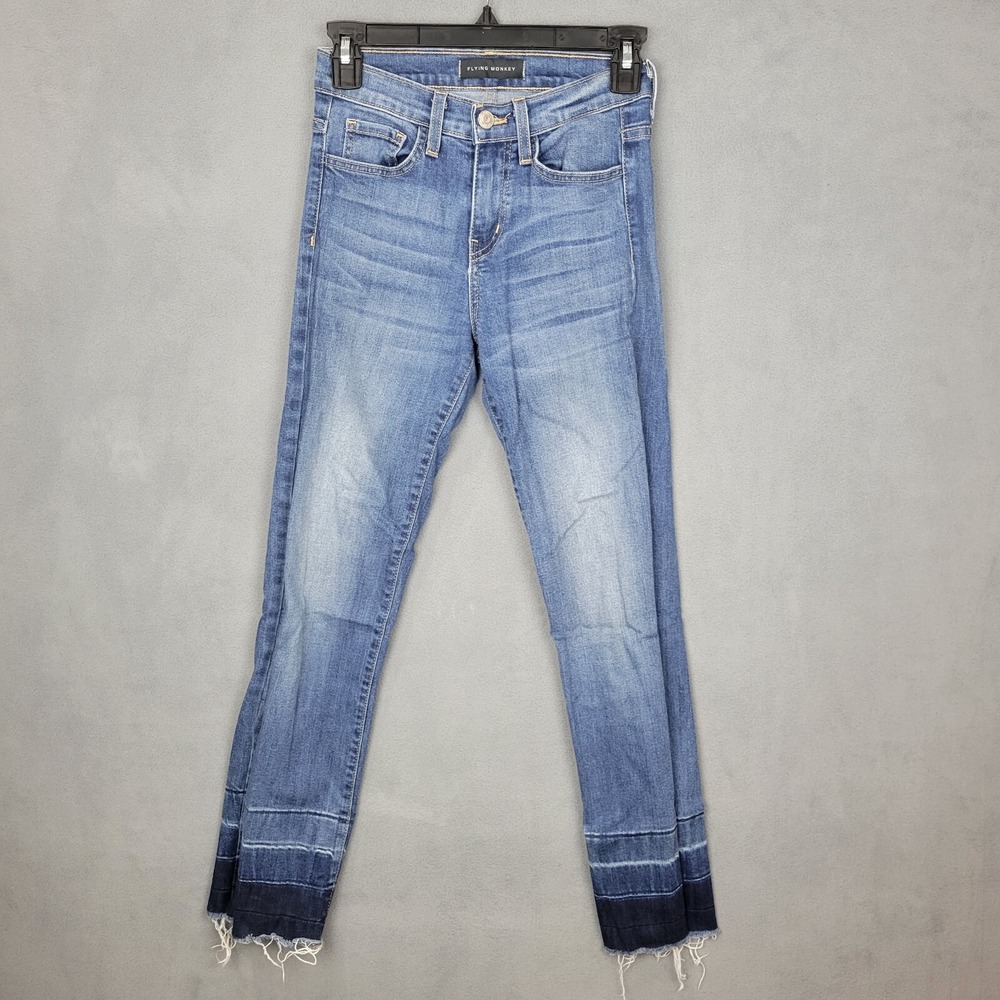 Flying Monkey Jeans Women's 24 Blue Denim Stretch 5-Pockets Skinny Leg Zip‎ Fly